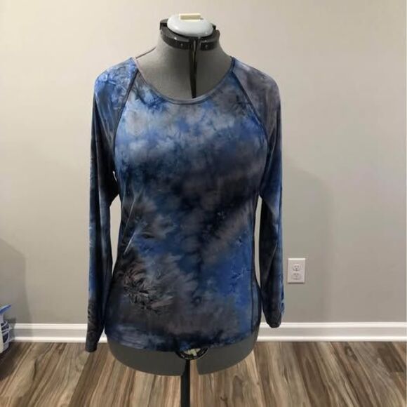 XL tee Vogo Athletic Long Sleeve Tie Dye Tee-Shirt Blue & Gray C5464 - Picture 1 of 5